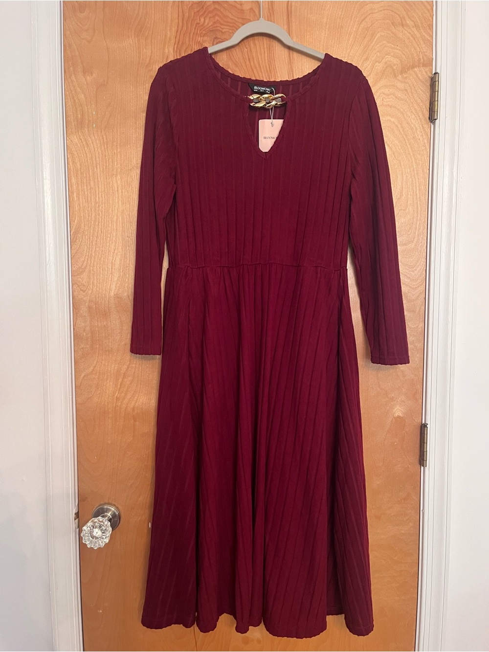 BloomChic Burgundy Midi Dress